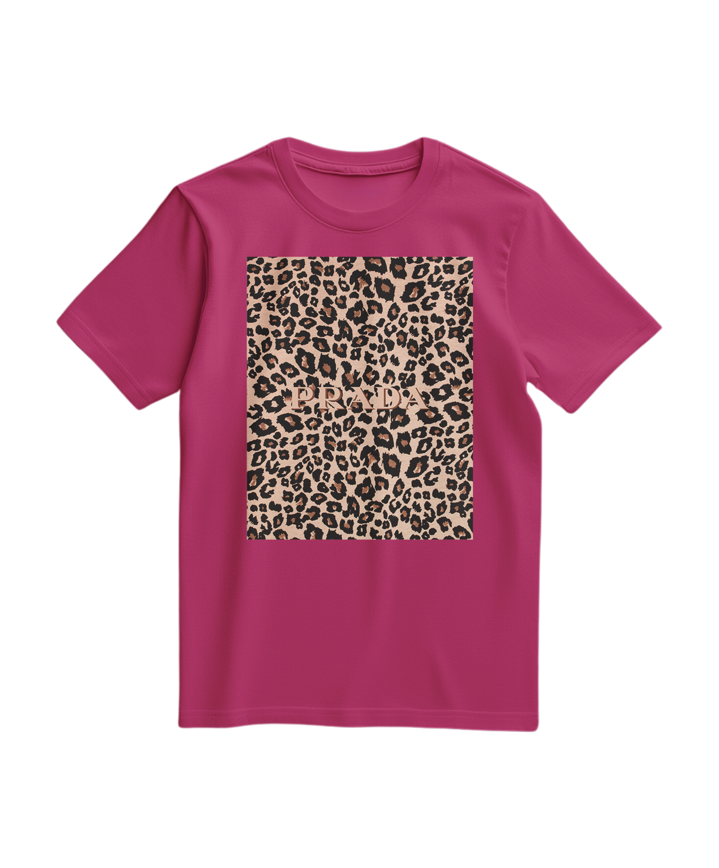 Camalestore camiseta Leopard Blush de manga curta, estampa de leopardo em tom blush, tecido confortável e casual.