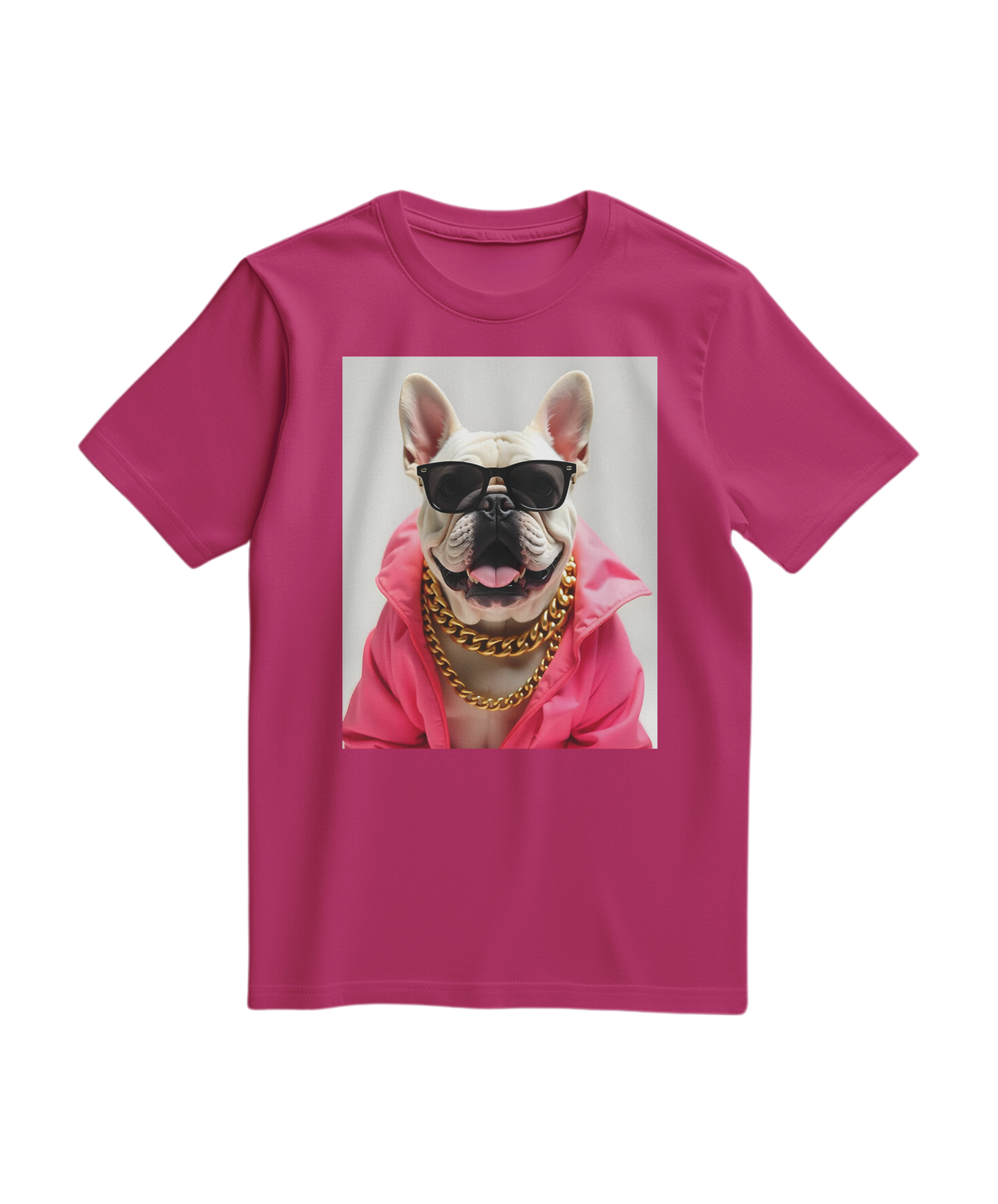 Camiseta Bulldog Azure Pop da Camalestore, com estampa vibrante de cão bulldog na cor azul, vista frontal.