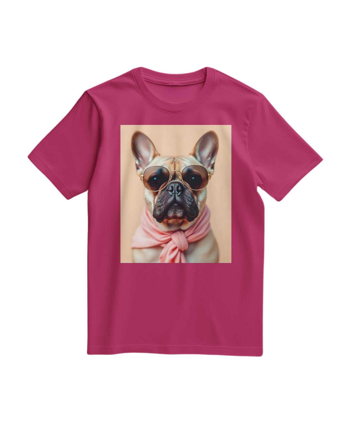 Camalestore T-shirt Royal Muse em fúcsia, camiseta de algodão com design moderno, vista frontal com detalhes vibrantes.