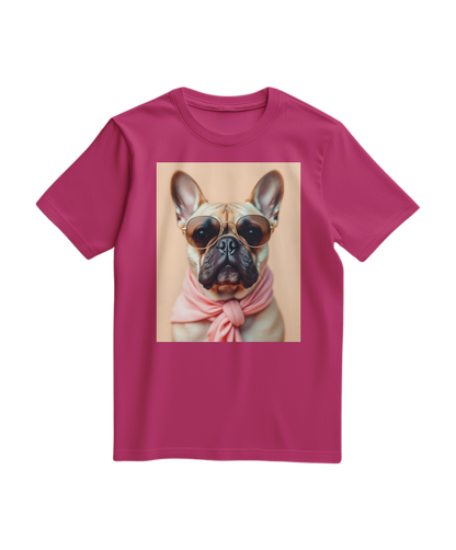 Camalestore T-shirt Royal Muse em fúcsia, camiseta de algodão com design moderno, vista frontal com detalhes vibrantes.
