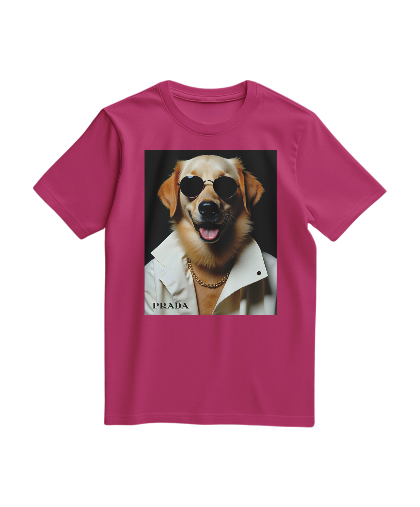 Camiseta Golden Style da Camalestore em cor fúcsia, com design simples e confortável, vista de frente na imagem.