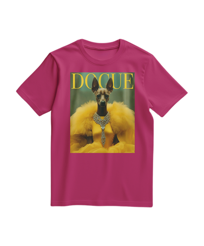Camiseta T-shirt Dogue Majestic da Camalestore, em cor fúcsia, com estampa de cachorro Dogue, vista frontal.