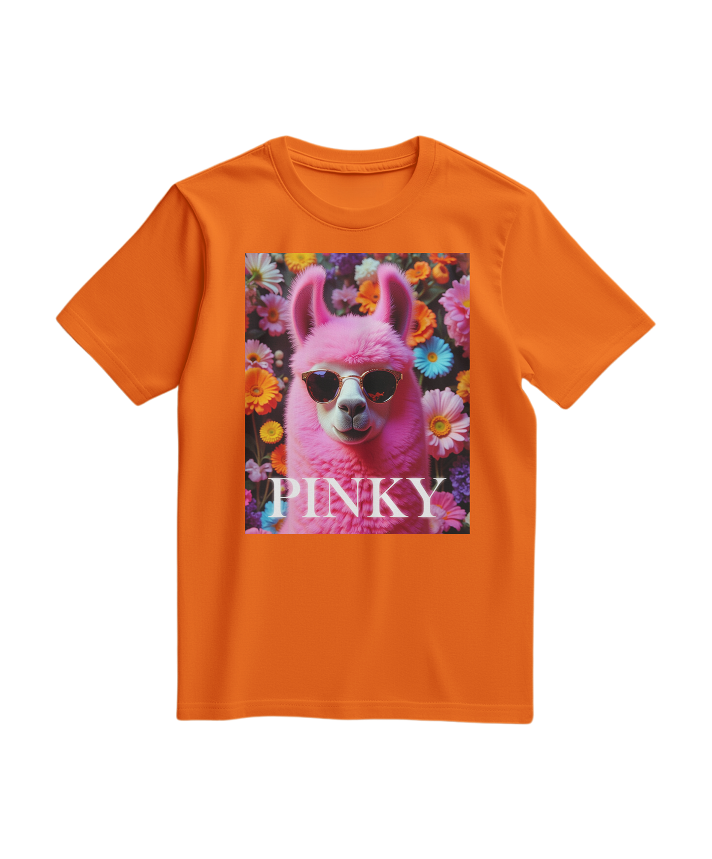 Camiseta rosa com estampa de lhama da marca Camalestore, modelo T-shirt Pink Llama, exibida na imagem.