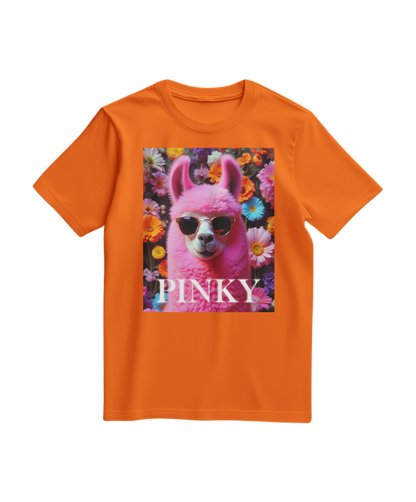 Camiseta rosa com estampa de lhama da marca Camalestore, modelo T-shirt Pink Llama, exibida na imagem.