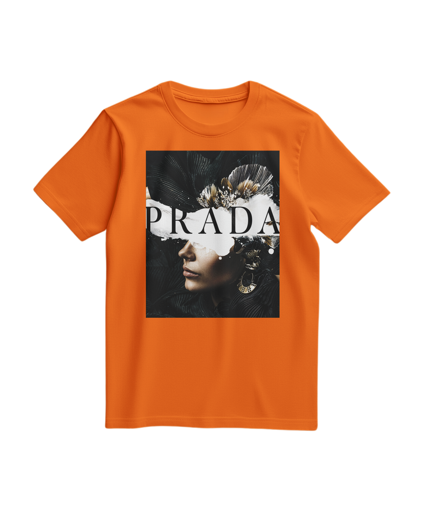 Camalestore T-shirt Shadow Muse laranja com estampa estilizada, tecido confortável e caimento casual, para looks modernos.
