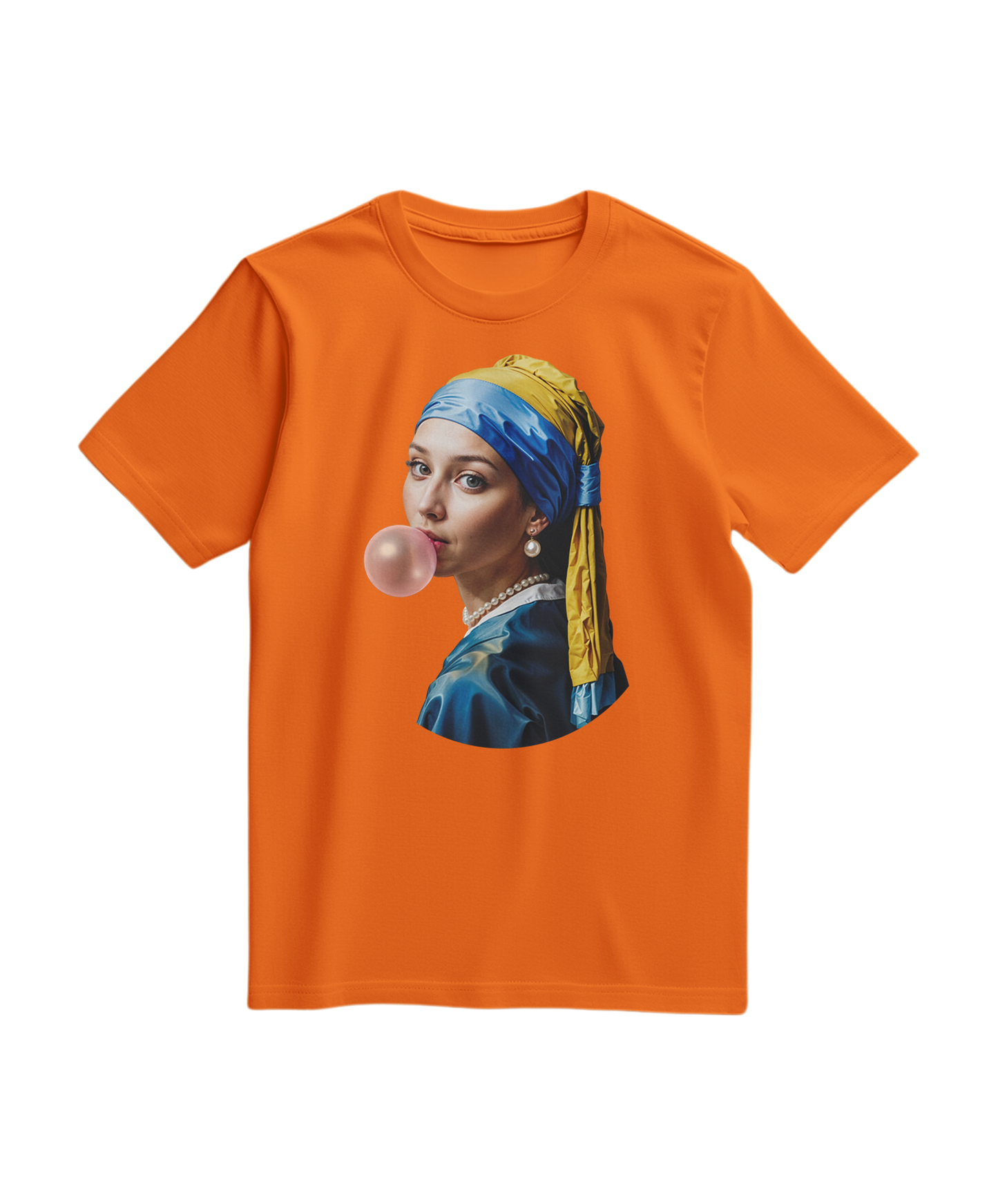 Camalestore T-shirt Pearl Bubble laranja, camiseta de manga curta com estampa moderna, tecido confortável e design casual.