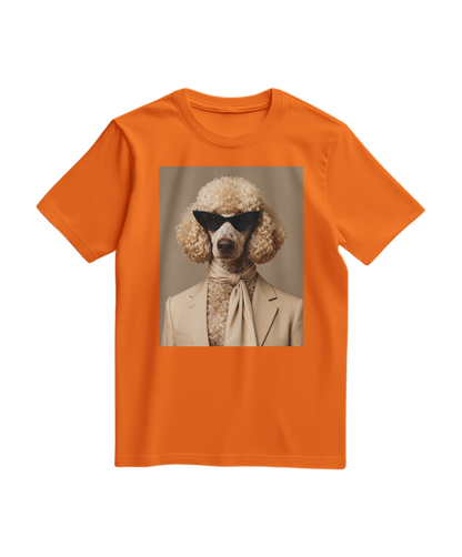 Camiseta laranja Poodle Tailor da Camalestore, camiseta de algodão com estampa de poodle, vestuário casual para homens e mulheres