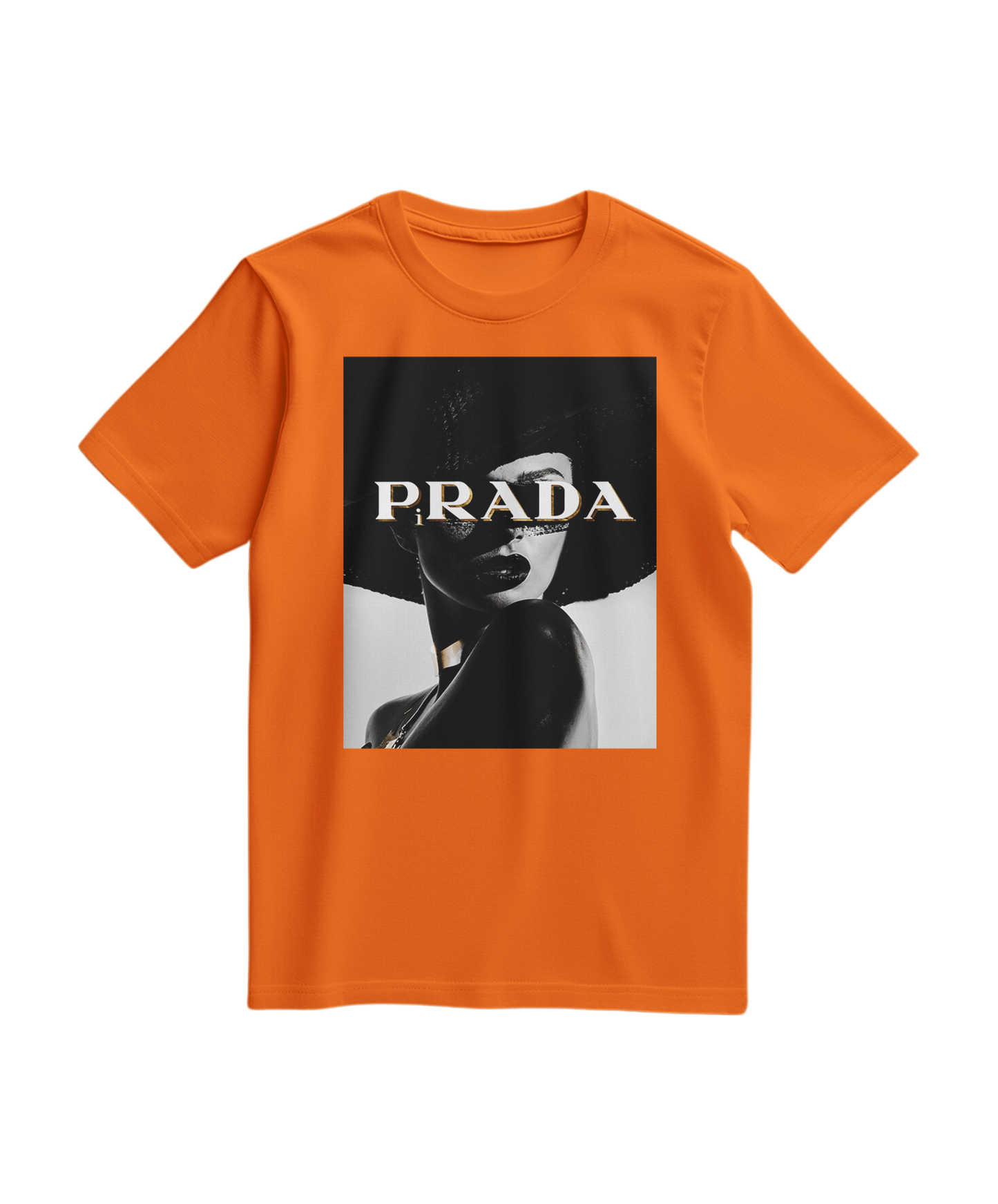 Camalestore T-shirt Shadow Couture Muse laranja, confortável e estilosa, com design moderno e detalhes visíveis na imagem.