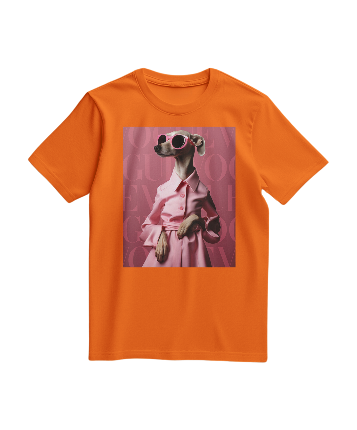 Camiseta Skinny Pinky da Camalestore, T-shirt de cor laranja, com design moderno e confortável, vista de frente.