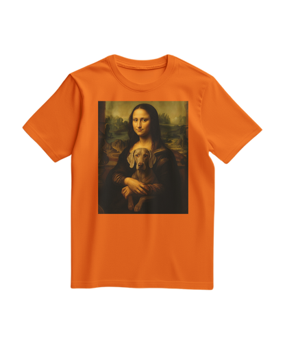 Camalestore T-shirt Mona Wei laranja, confortável, com estampa moderna, tecido macio, ideal para looks casuais.