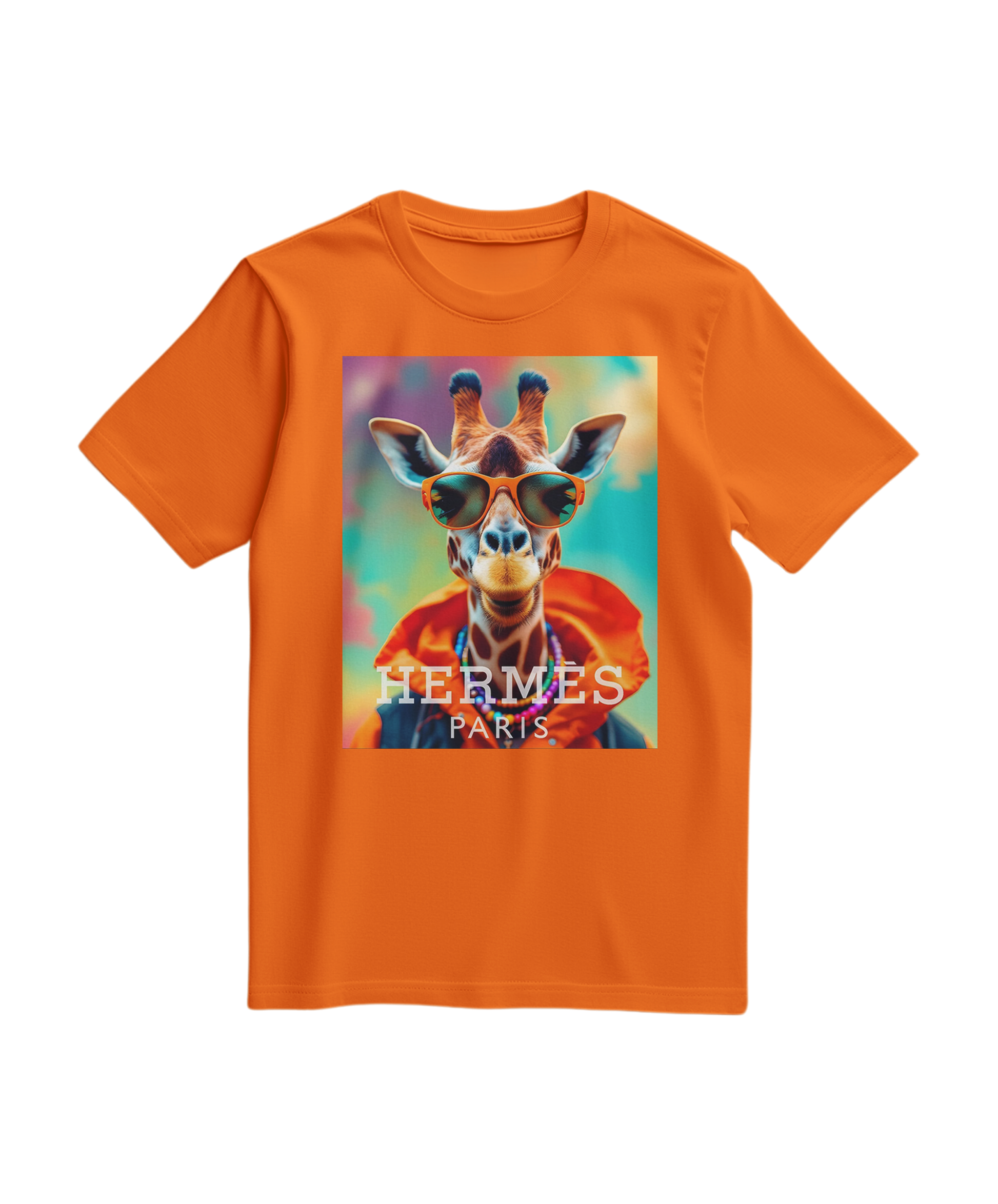 Camalestore T-shirt laranja Safari Elite com estampa moderna, tecido confortável e ajuste casual.