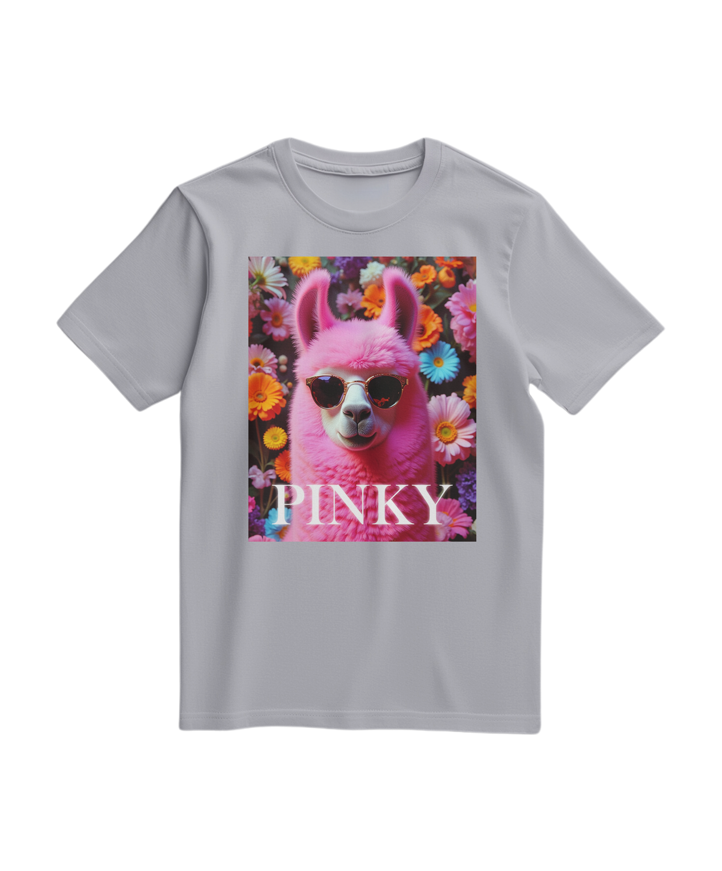 Camiseta rosa Llama Studio da Camalestore, t-shirt de algodão com estampa de lhama em fundo rosa claro.