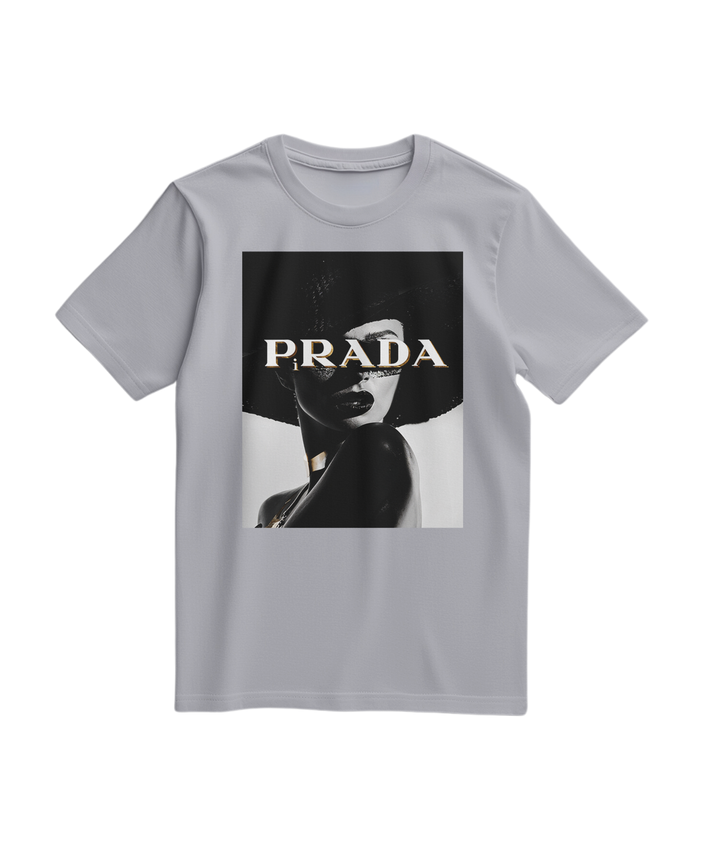 Camiseta cinza Shadow Couture Muse da Camalestore, de algodão, com design moderno e detalhes visíveis na imagem.