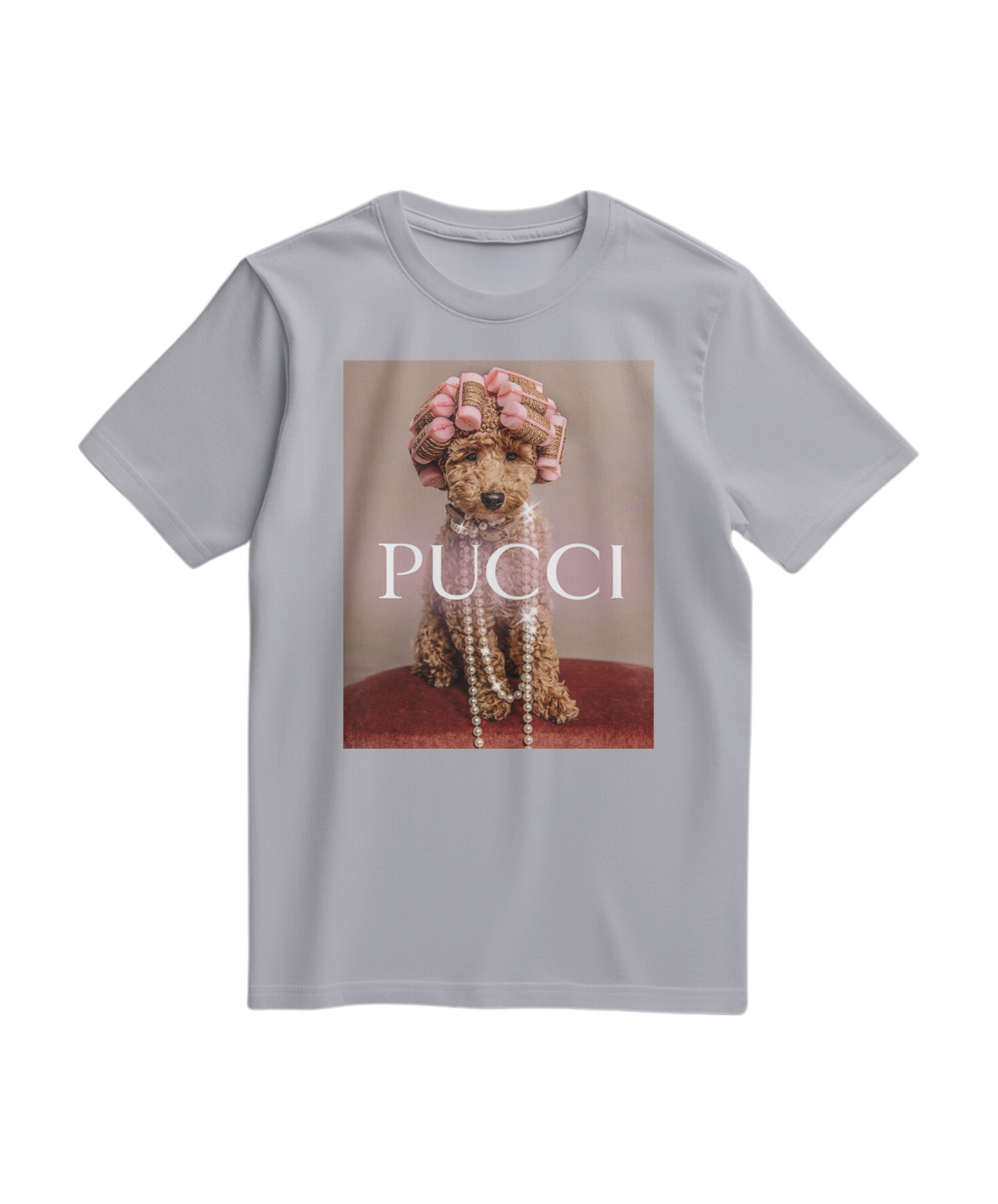 Camiseta cinza Poo Glam da Camalestore, feita de algodão, com estampa divertida e confortável para o dia a dia.