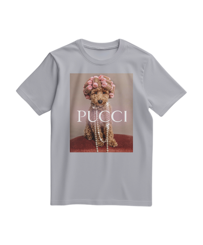 Camiseta cinza Poo Glam da Camalestore, feita de algodão, com estampa divertida e confortável para o dia a dia.