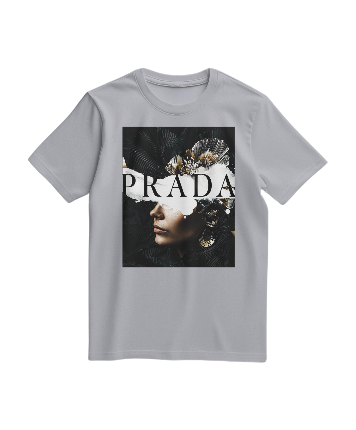 Camalestore T-shirt Shadow Muse cinza com estampa minimalista, manga curta, tecido confortável, vista frontal da peça.