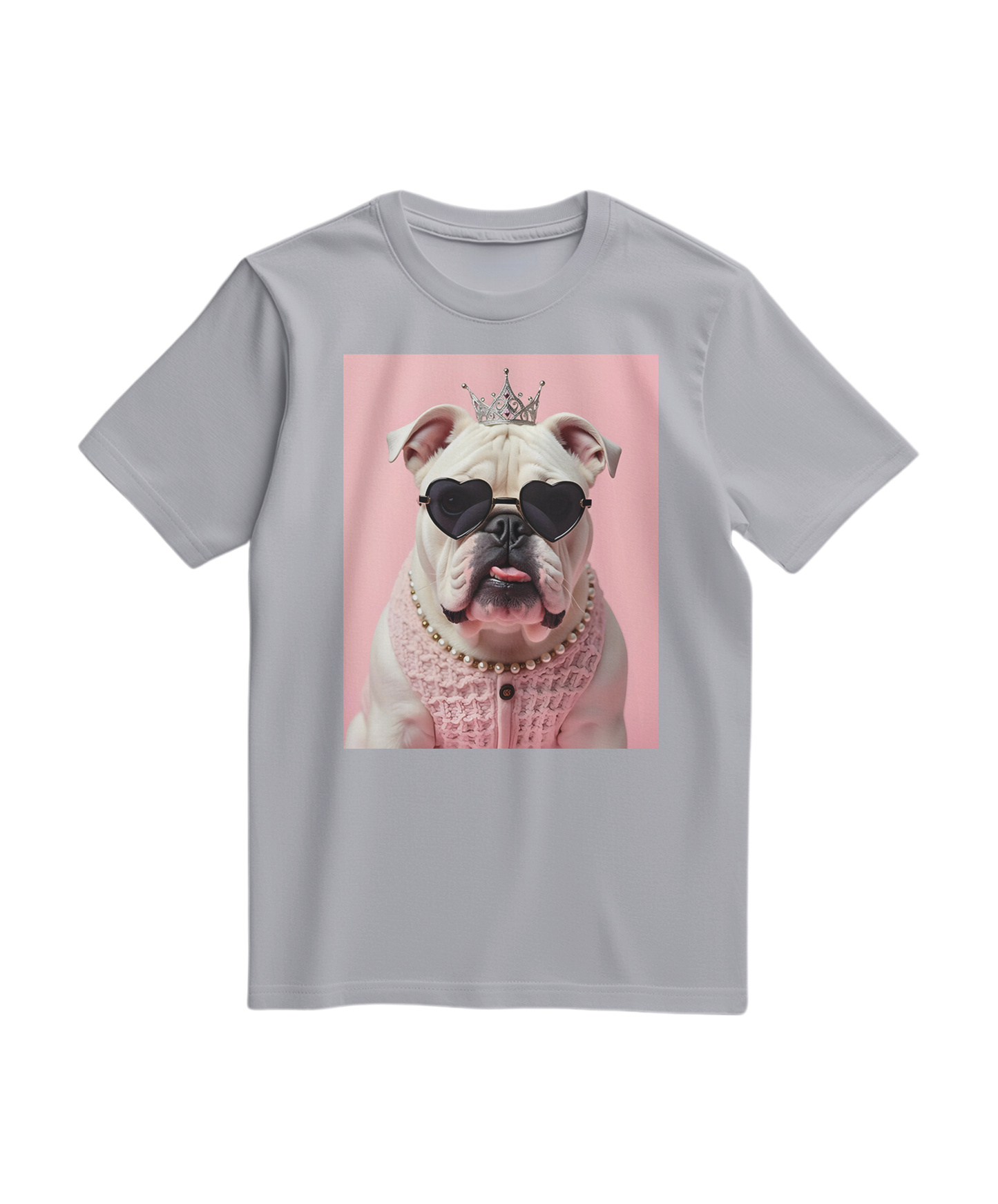 Camiseta cinza Diva Dog Elite da Camalestore, com design de cachorro e estilo casual, vista frontal da camiseta.
