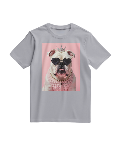 Camiseta cinza Diva Dog Elite da Camalestore, com design de cachorro e estilo casual, vista frontal da camiseta.