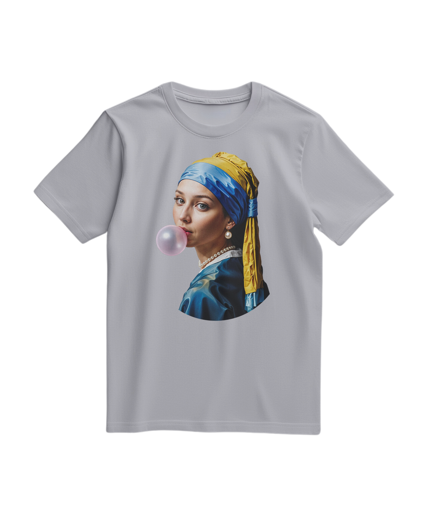 T-shirt cinza Pearl Bubble da Camalestore, com design casual e confortável, vista frontal com detalhes de tecido.
