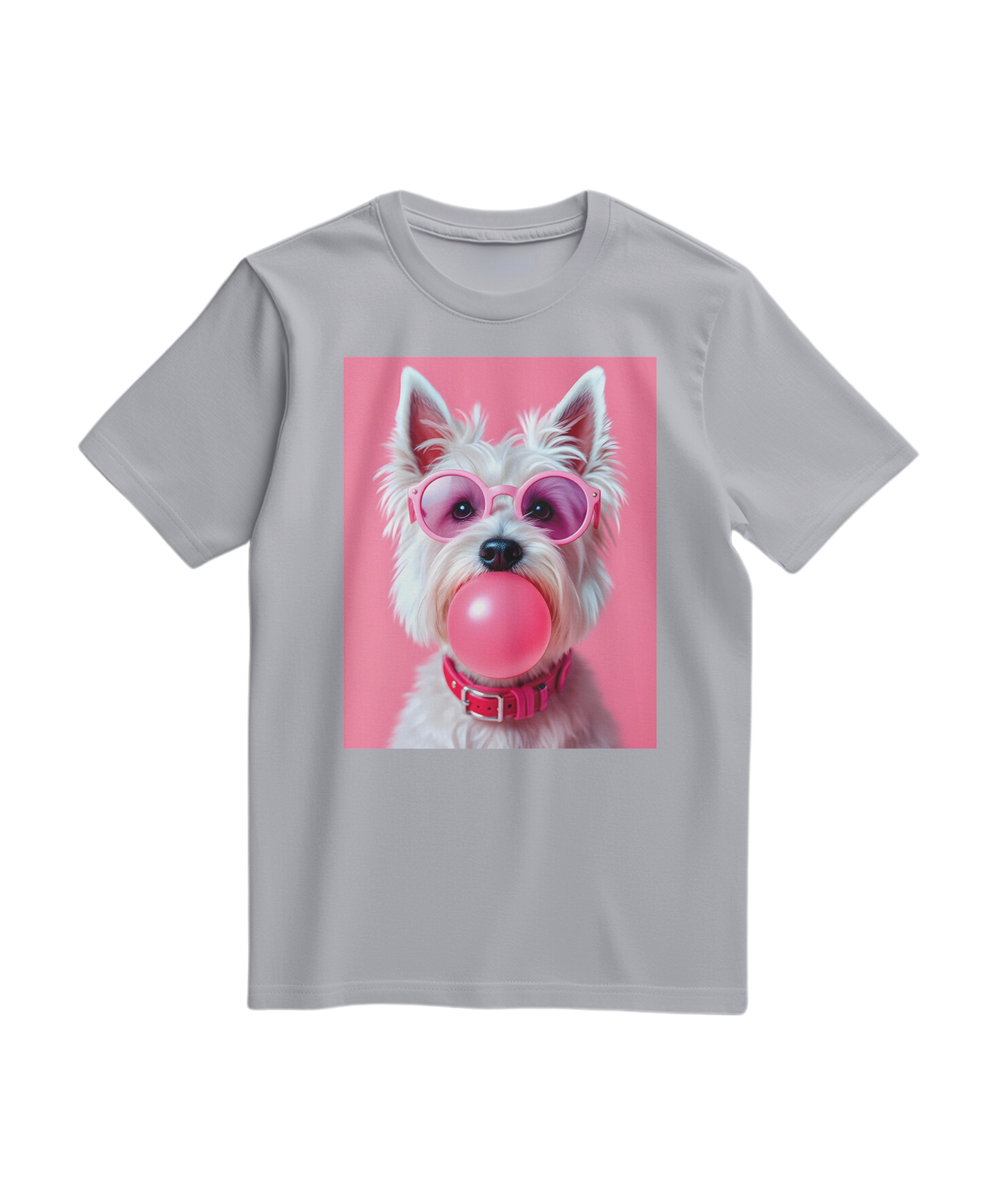 Camiseta cinza Bubble Terrier da Camalestore, com estampa de cachorro terrier em estilo moderno e confortável.