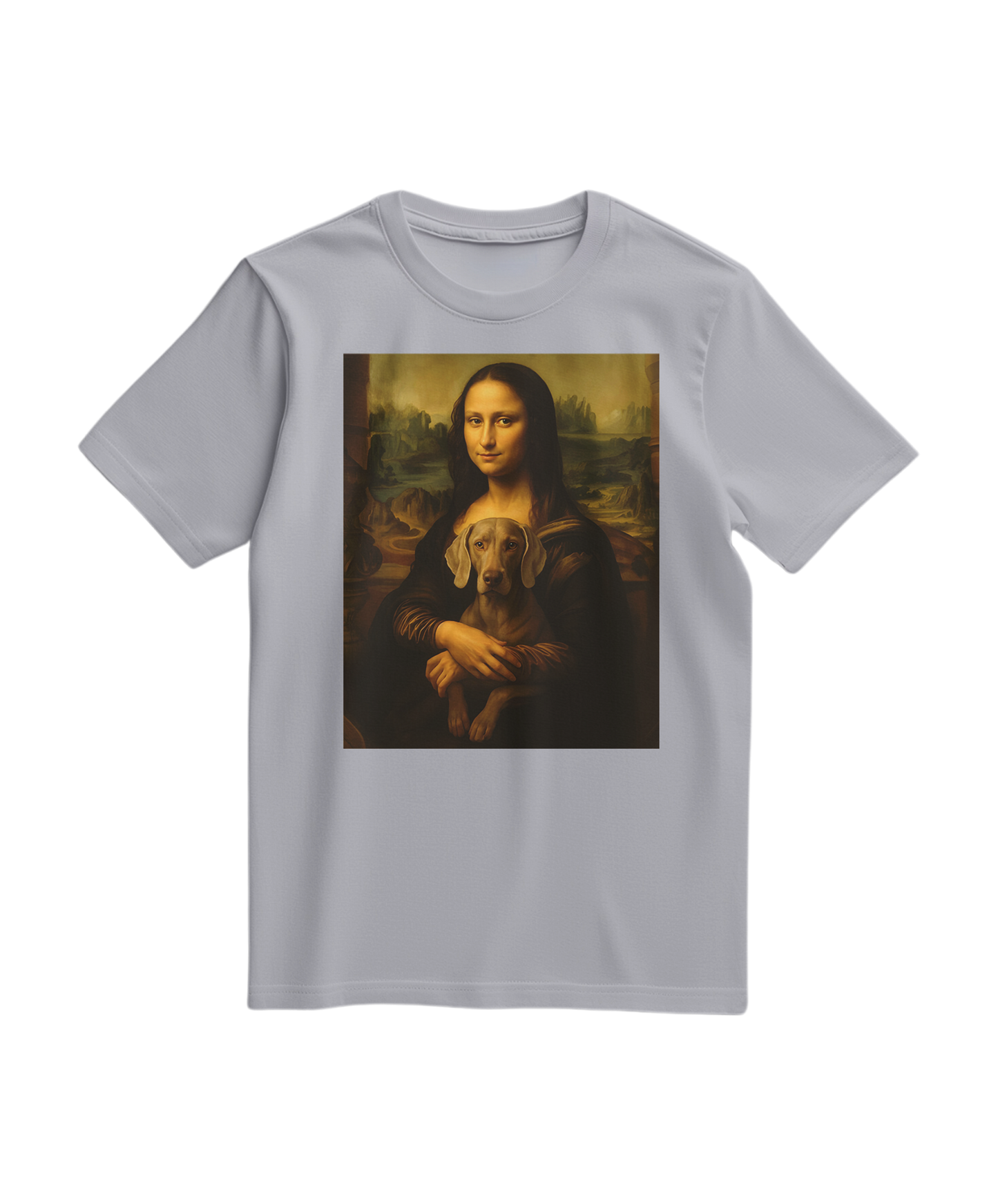 Camiseta cinza Mona Wei da Camalestore, t-shirt de tecido oxford com design simples e confortável, vista frontal da peça.