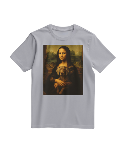 Camiseta cinza Mona Wei da Camalestore, t-shirt de tecido oxford com design simples e confortável, vista frontal da peça.