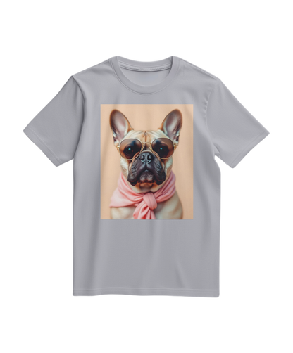 Camiseta cinza Royal Muse da Camalestore, t-shirt casual de algodão com design simples, vista frontal.