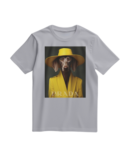 Camalestore camiseta amarela T-shirt Wei com design simples, tecido leve e gola redonda.