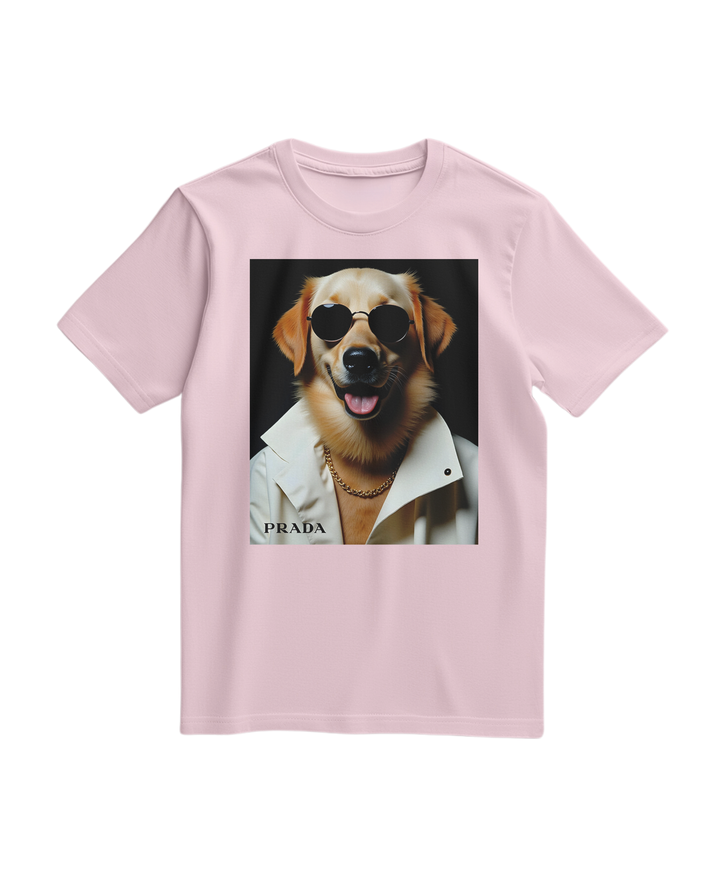 Camiseta Golden Style rosa claro da Camalestore, vista frontal com tecido macio e design simples.