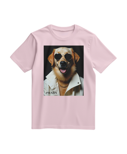 Camiseta Golden Style rosa claro da Camalestore, vista frontal com tecido macio e design simples.