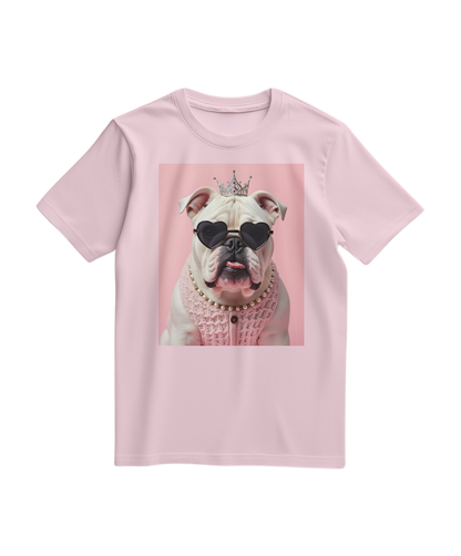 Camiseta Diva Dog Elite da Camalestore em tom rosa claro, com estampa de cachorro e detalhes de moda para pets.