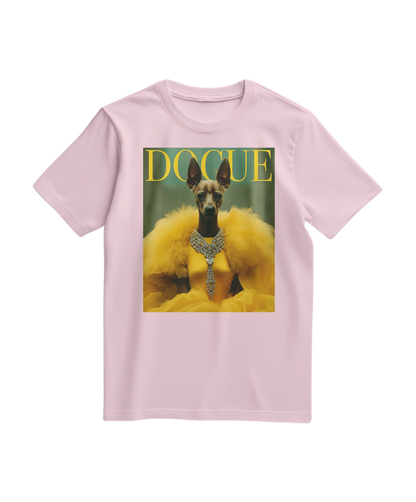 Camiseta Dogue Majestic em rosa claro, feita pela Camalestore, com estampa de cachorro Dogue em destaque.