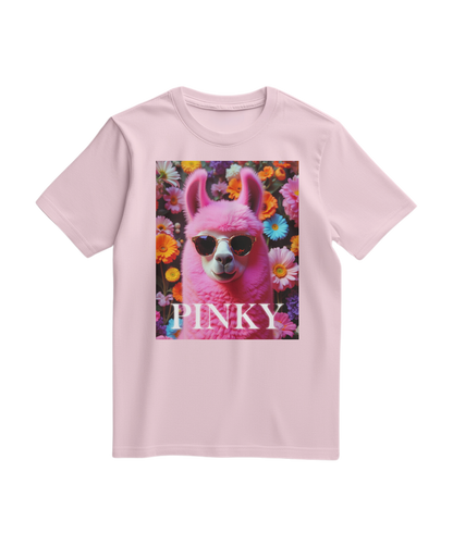 Camalestore T-shirt rosa claro com estampa de lhama, confortável e casual para uso diário.