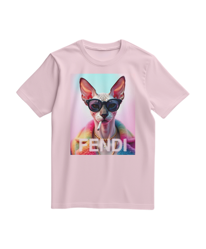 Camiseta Sphynx Prism rosa claro da Camalestore, com estampa moderna visível na frente.