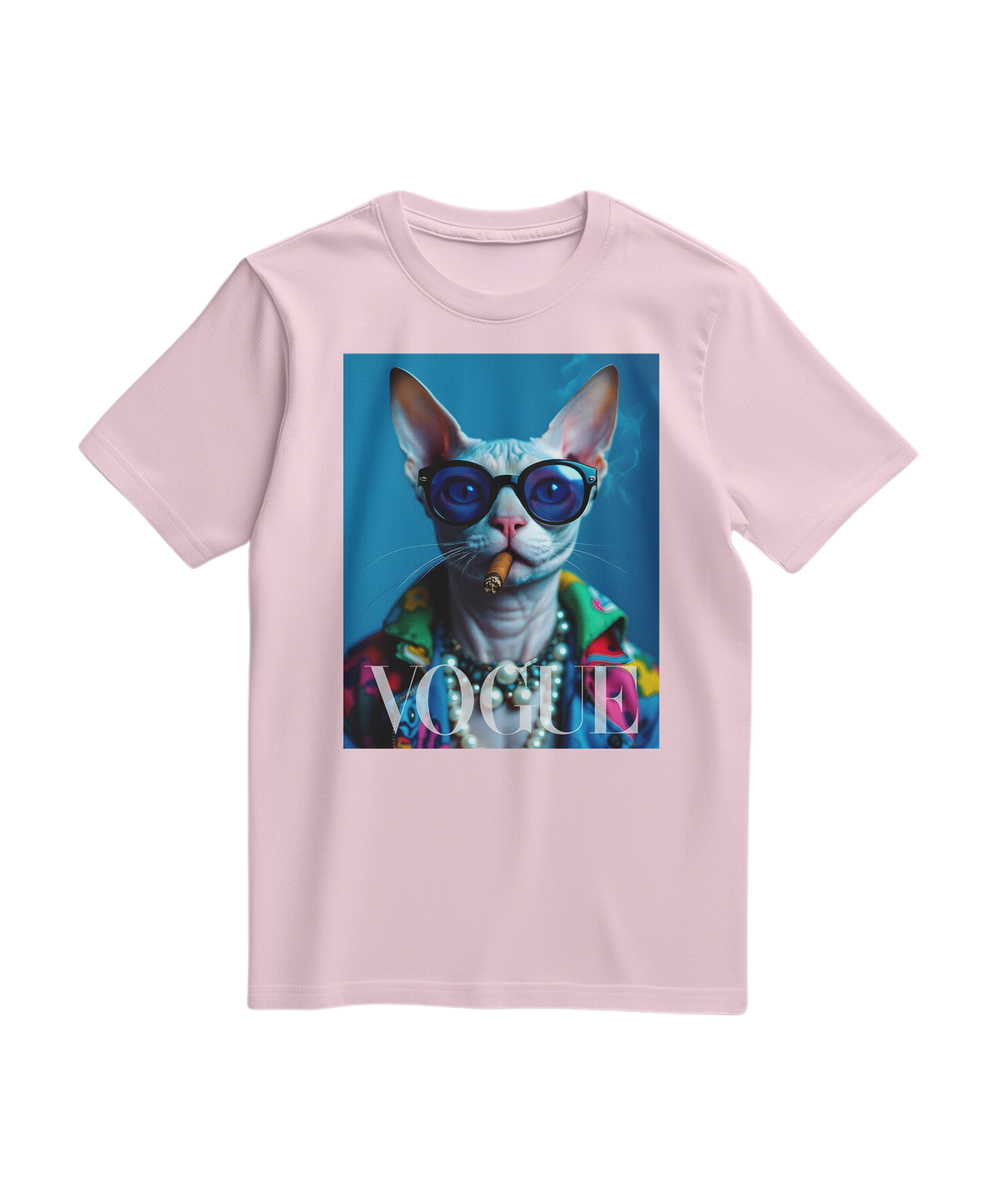 Camiseta Neo-Sphynx Studio rosa claro, t-shirt de algodão com estampa moderna, na cor rosa pálido.