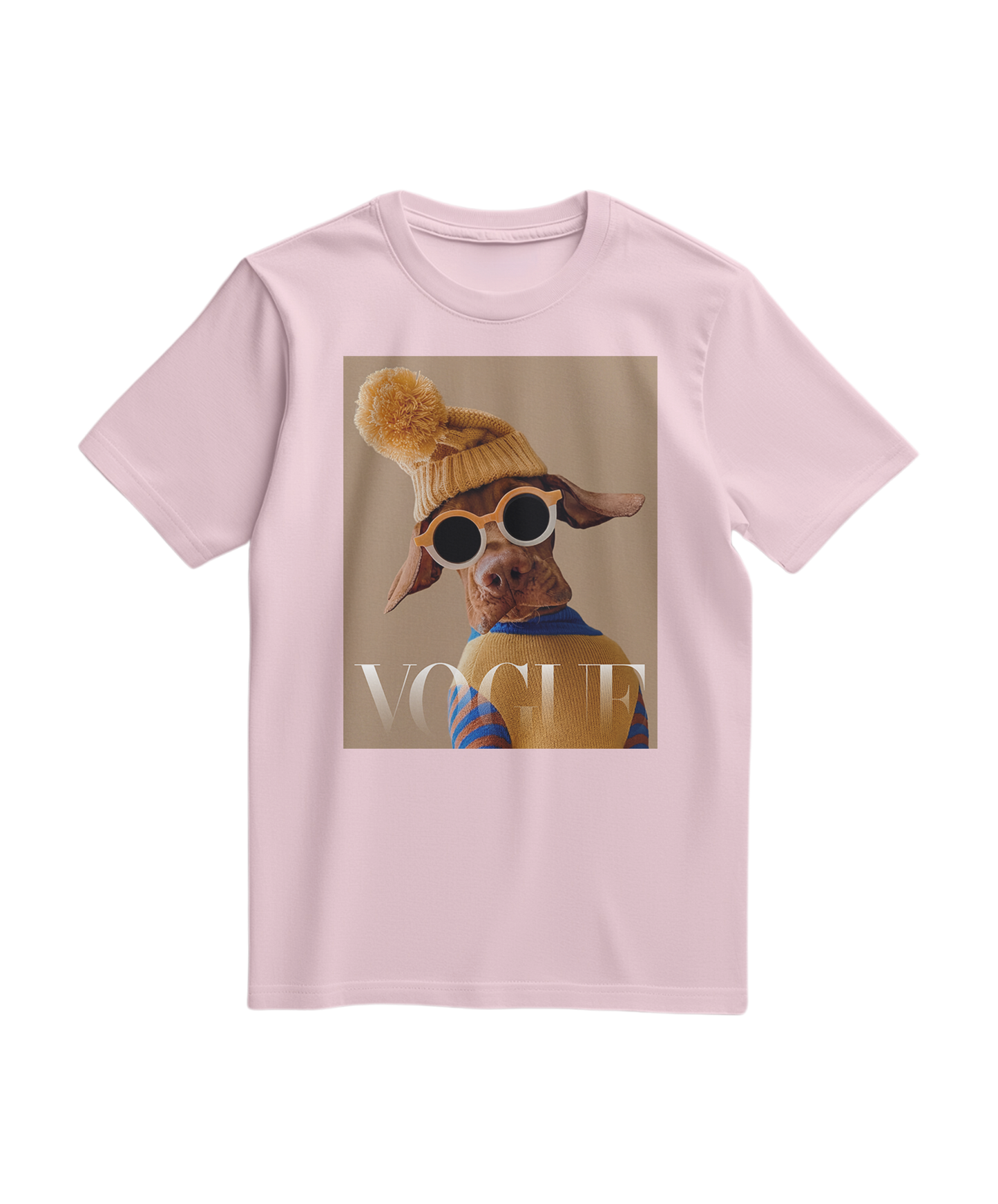 Camiseta Crimson Aviator da Camalestore em rosa claro, com design moderno de estilo aviador e gola redonda.