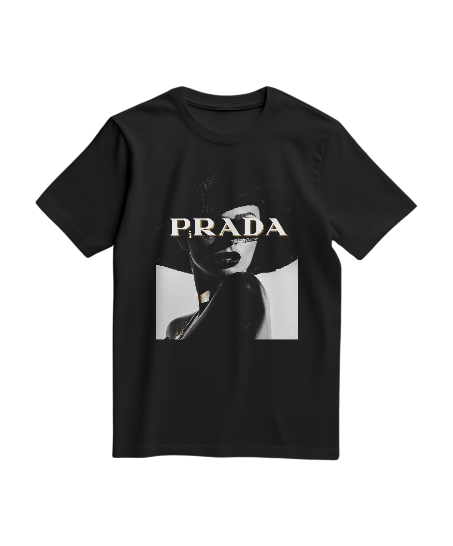 Camalestore camiseta preta Shadow Couture Muse, T-shirt com design elegante e detalhes modernos.