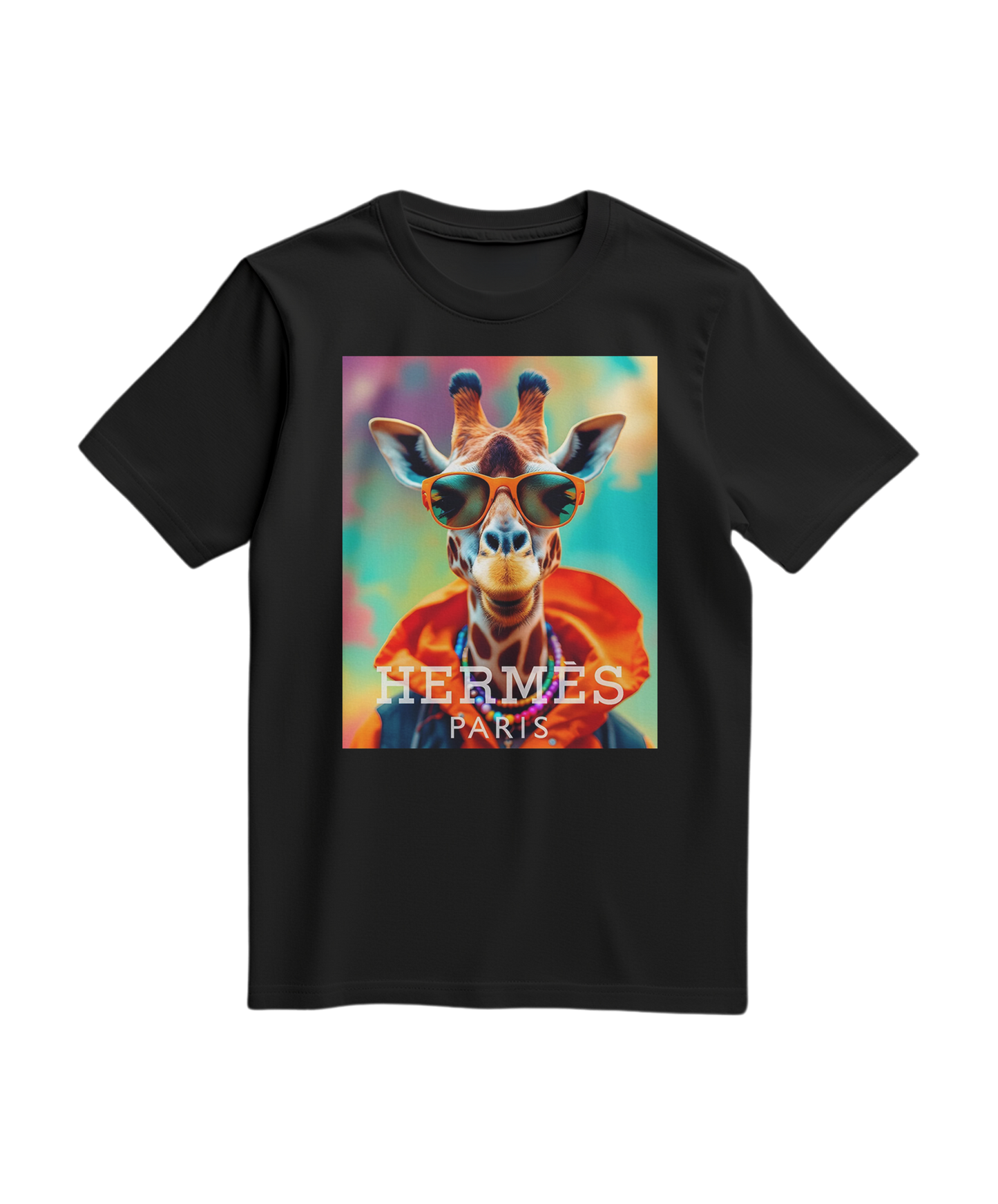 Camalestore T-shirt laranja Safari Elite, camiseta casual com estampa de safari, vista frontal em tecido confortável.