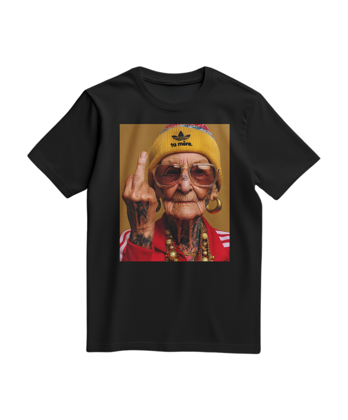 Camalestore T-shirt preto com estampa casual, confortável e de manga curta, ideal para uso diário.