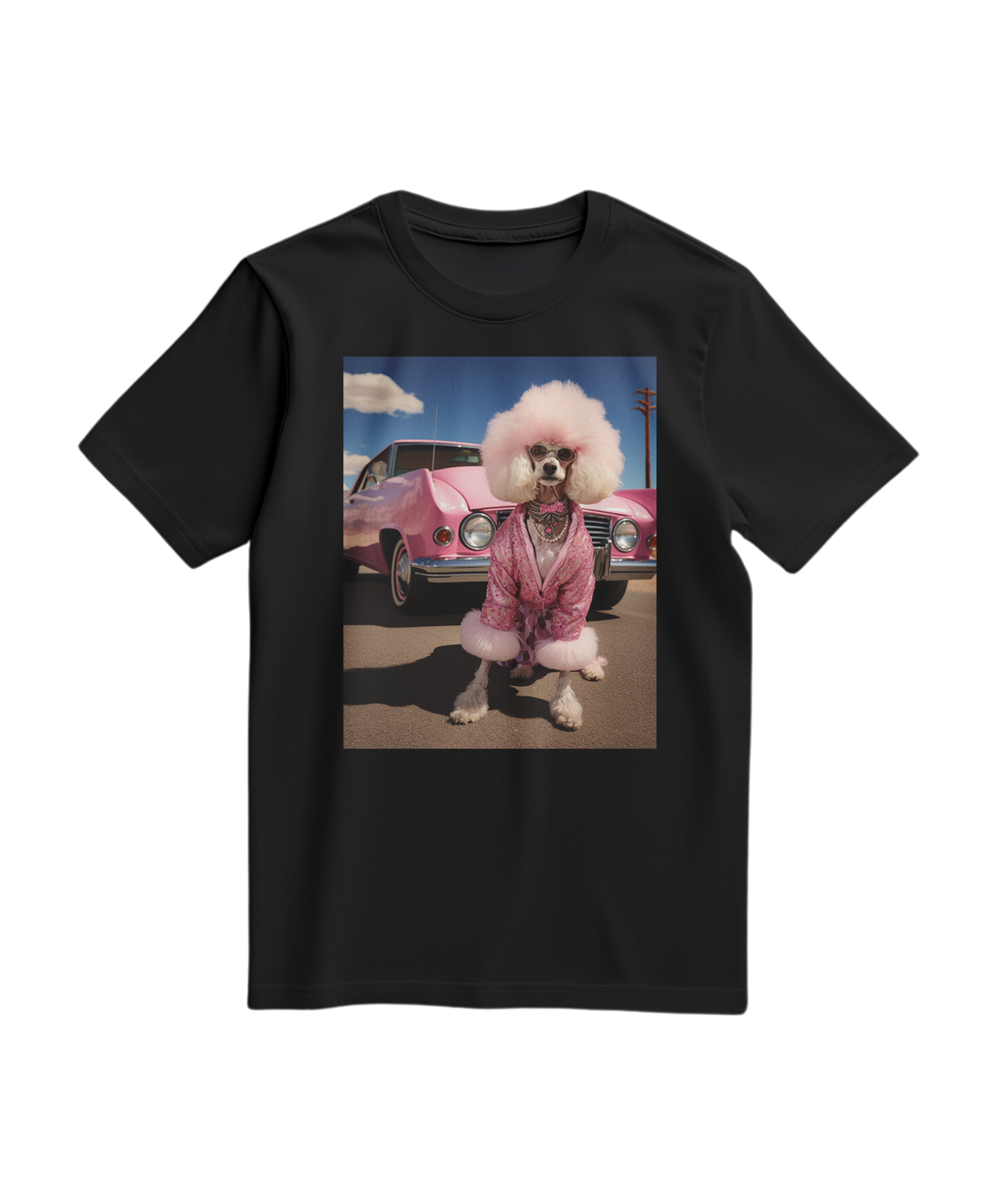 Camiseta preta Dream Ride da Camalestore, com design gráfico na frente, vista de corpo inteiro sobre fundo branco.