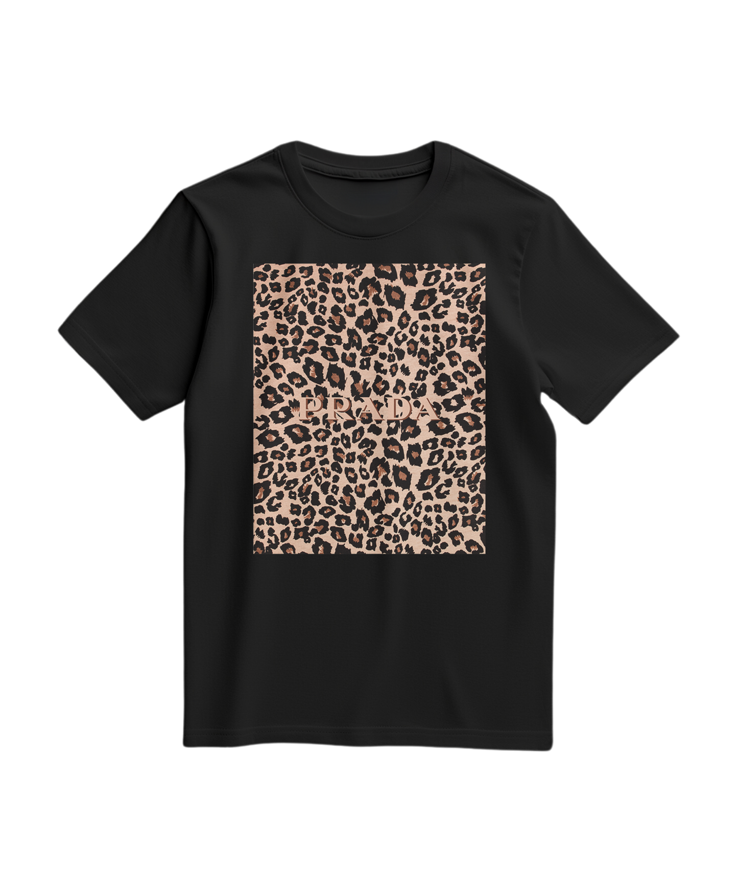 Camalestore T-shirt Leopard Blush em malha, com estampa de onça em tons suaves, modelo casual e confortável.