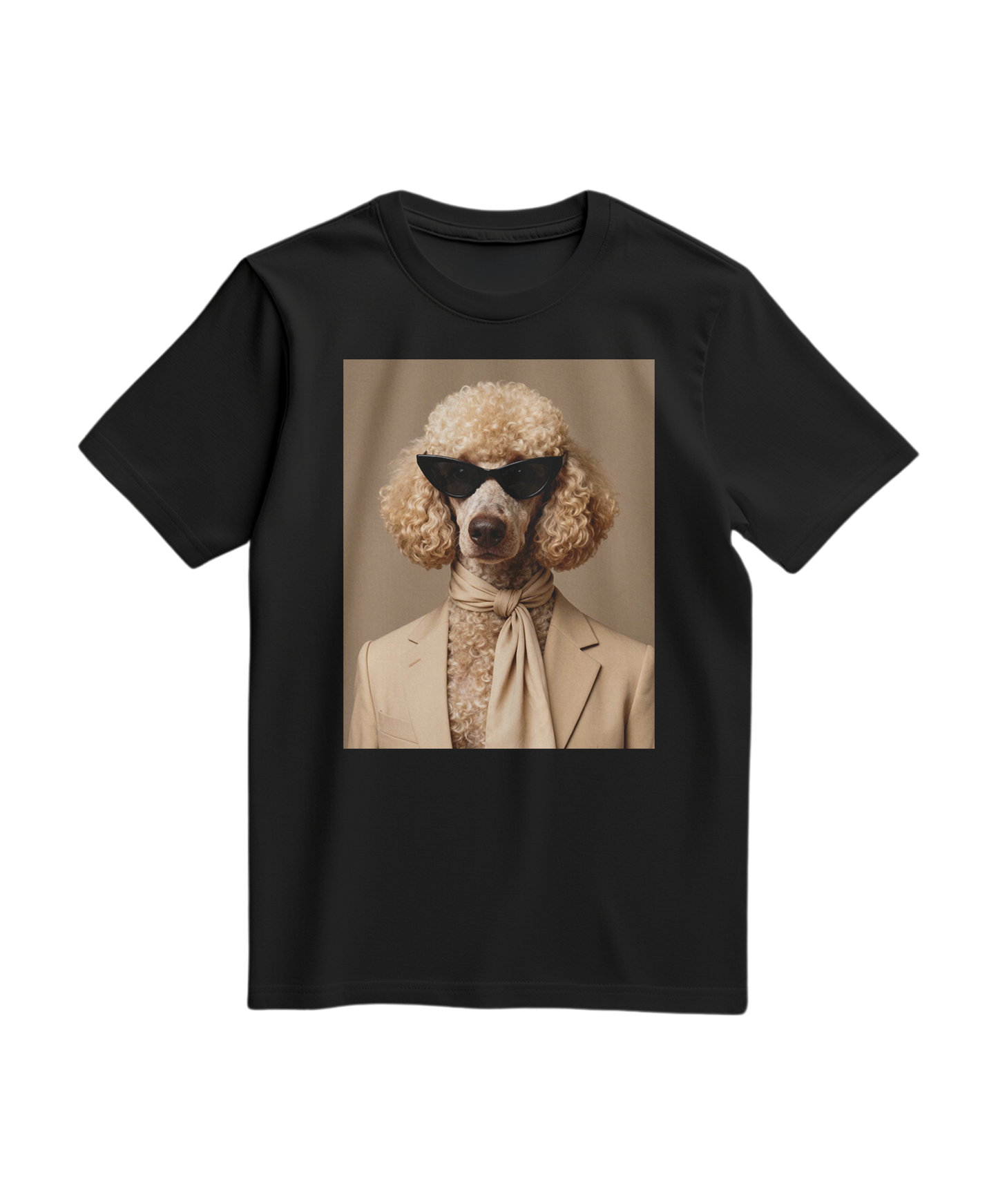 Camalestore camiseta preta com estampa de poodle, camiseta de manga curta e estilo casual.