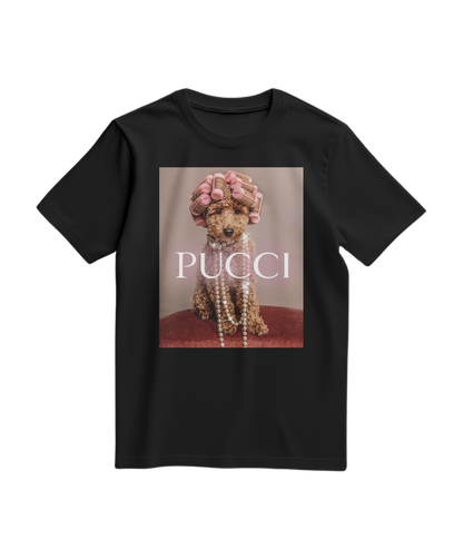 Camiseta preta Poo Glam da Camalestore, camiseta de algodão com estampa divertida e confortável.