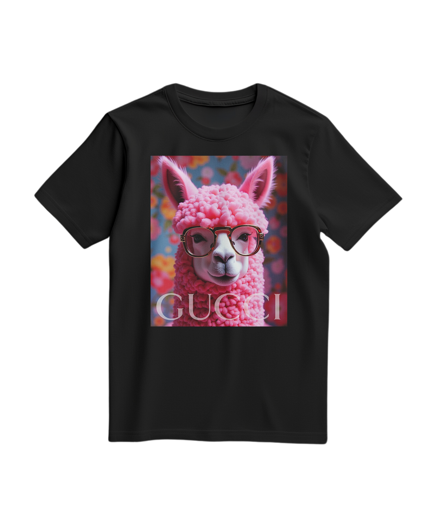 T-shirt preta da Camalestore com design de ícone de alpaca, tecido confortável e estilo casual para o dia a dia.
