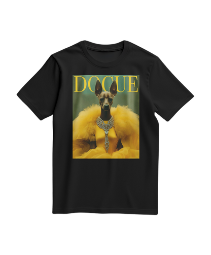 Camiseta preta Dogue Majestic da Camalestore, tecido confortável, com estampa do cão Dogue, vista frontal no produto.