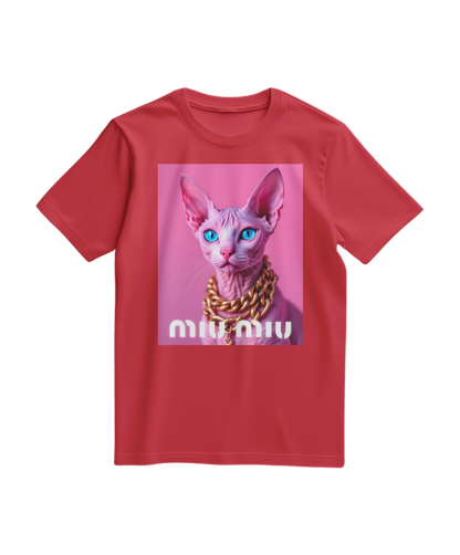 Camalestore camiseta pink com detalhes dourados e design de esfinge Sphynx, estilo casual e moderno para mulher