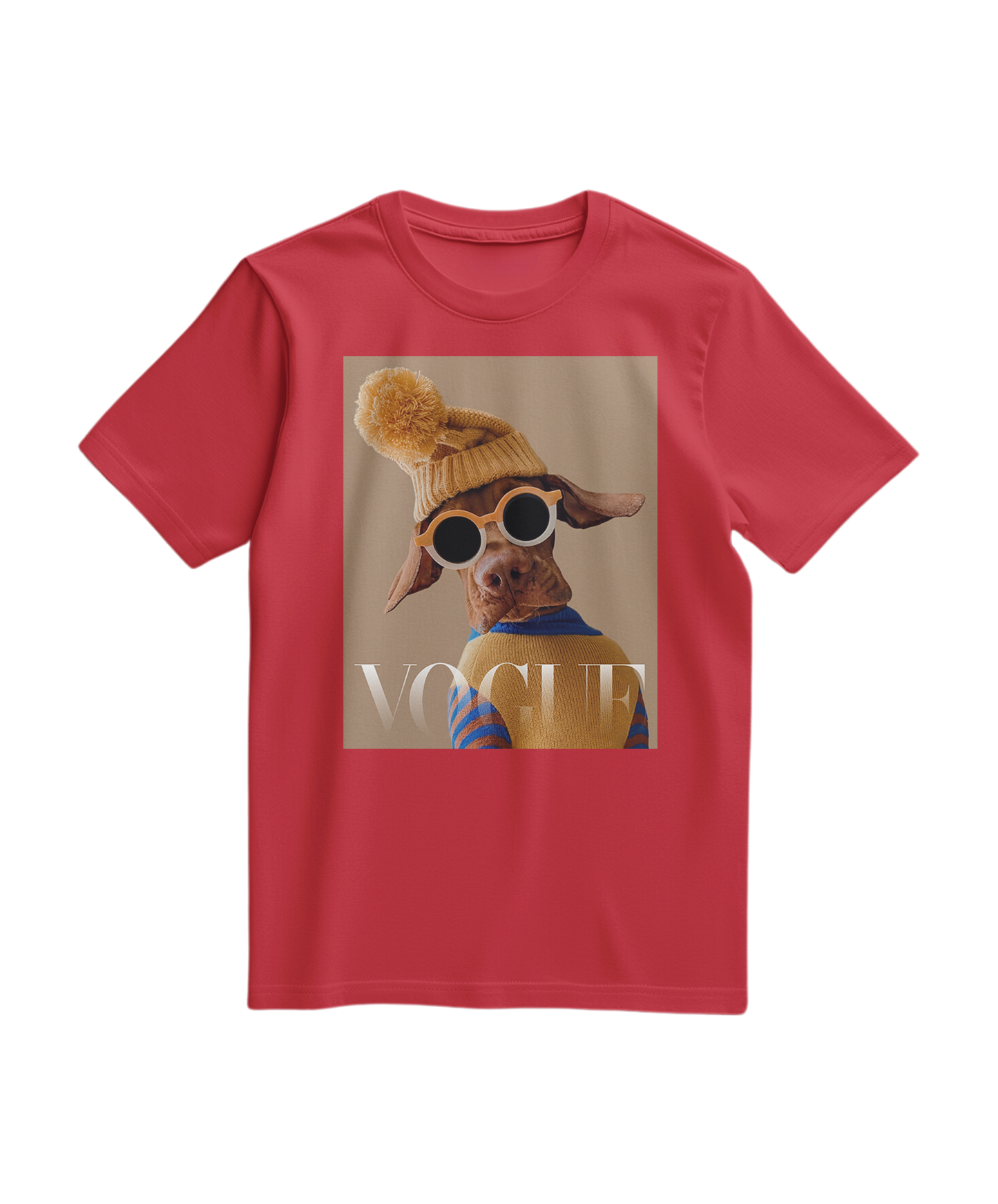Camalestore T-shirt Crimson Aviator vermelha, com estampa gráfica na parte frontal, tecido confortável e ajuste casual.