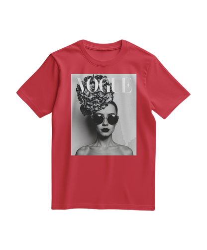 Camalestore T-shirt Floral Noir vermelha com estampa de flores, tecido confortável e design casual.