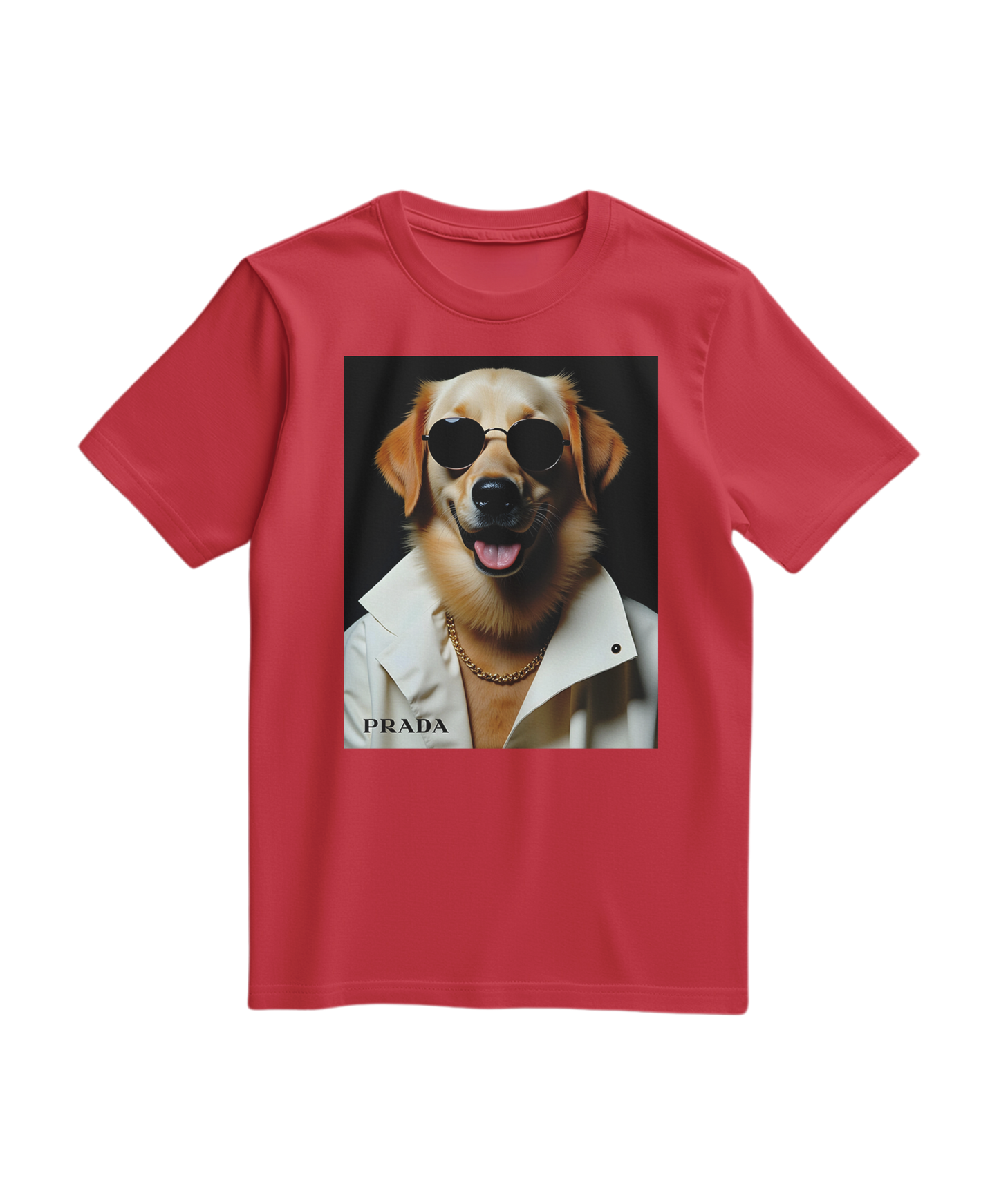 Camiseta vermelha Golden Style da Camalestore, vista frontal, confortável e de estilo casual, com design simples e moderno.