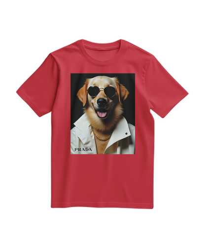 Camiseta vermelha Golden Style da Camalestore, vista frontal, confortável e de estilo casual, com design simples e moderno.